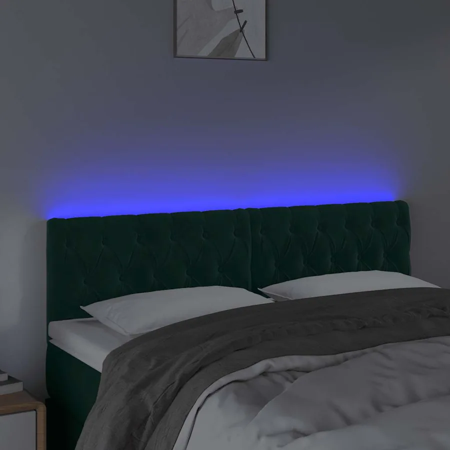 Tête de lit à LED Vert foncé 160x7x78/88 cm Velours - 3