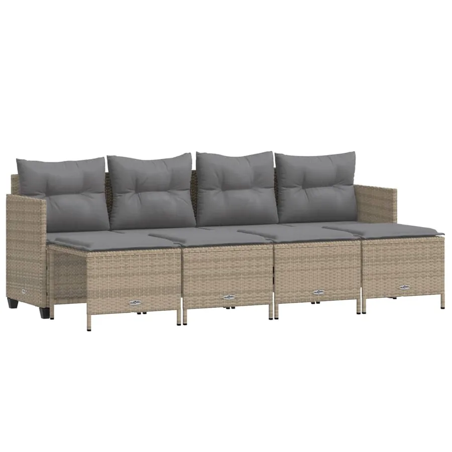 Salon de jardin avec coussins 5 pcs beige résine tressée - 2