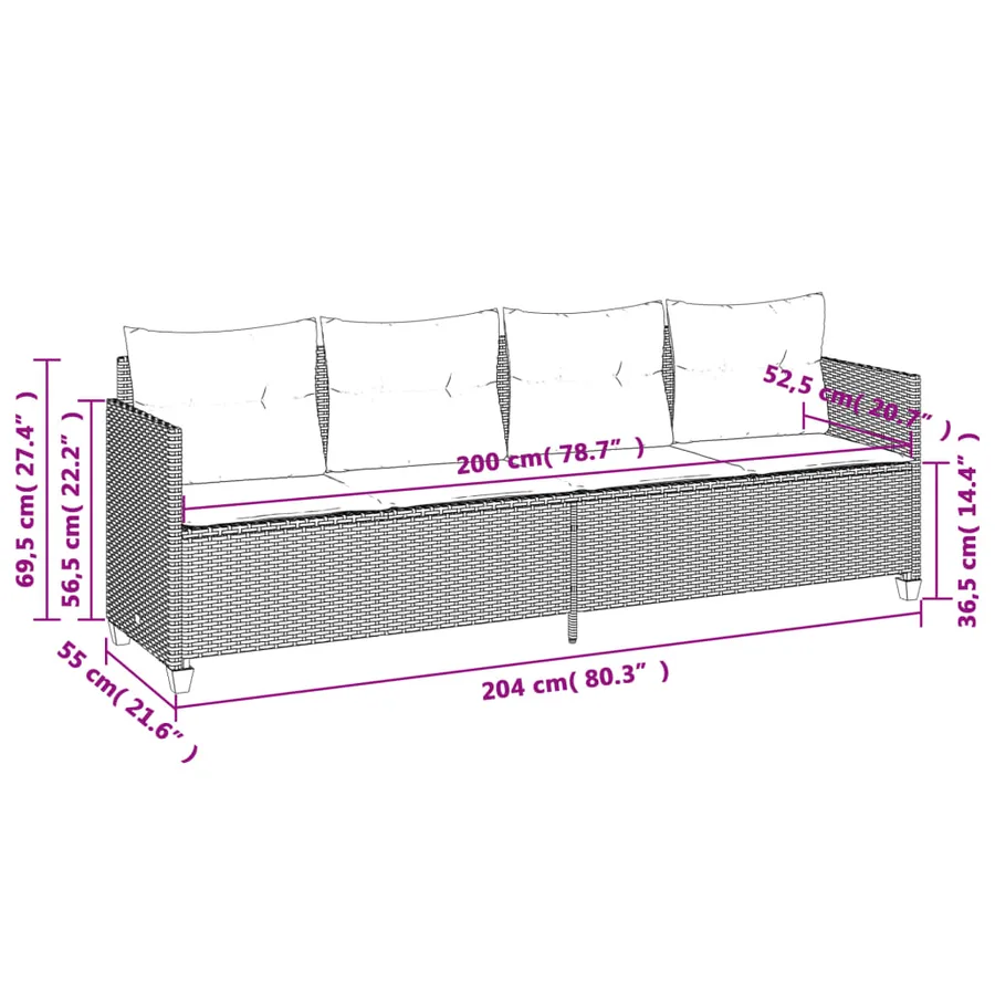 Salon de jardin avec coussins 5 pcs beige résine tressée - 9