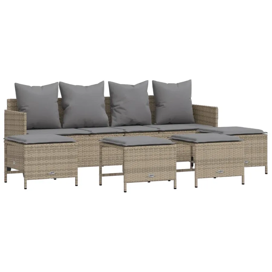 Salon de jardin avec coussins 5 pcs beige résine tressée - 2