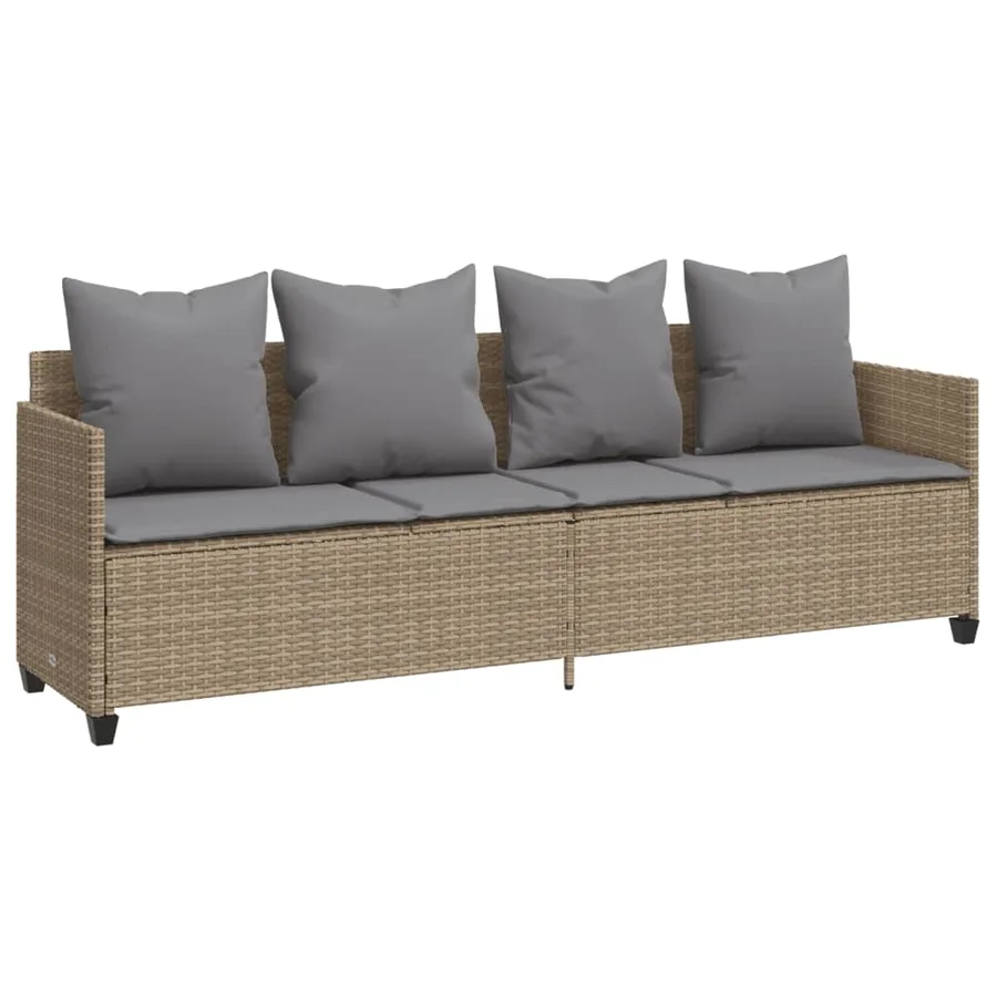 Salon de jardin avec coussins 5 pcs beige résine tressée - 3