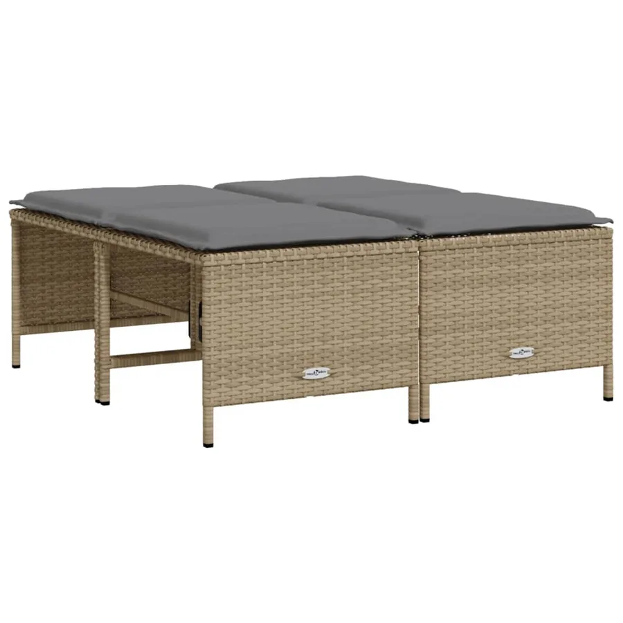Salon de jardin avec coussins 5 pcs beige résine tressée - 4