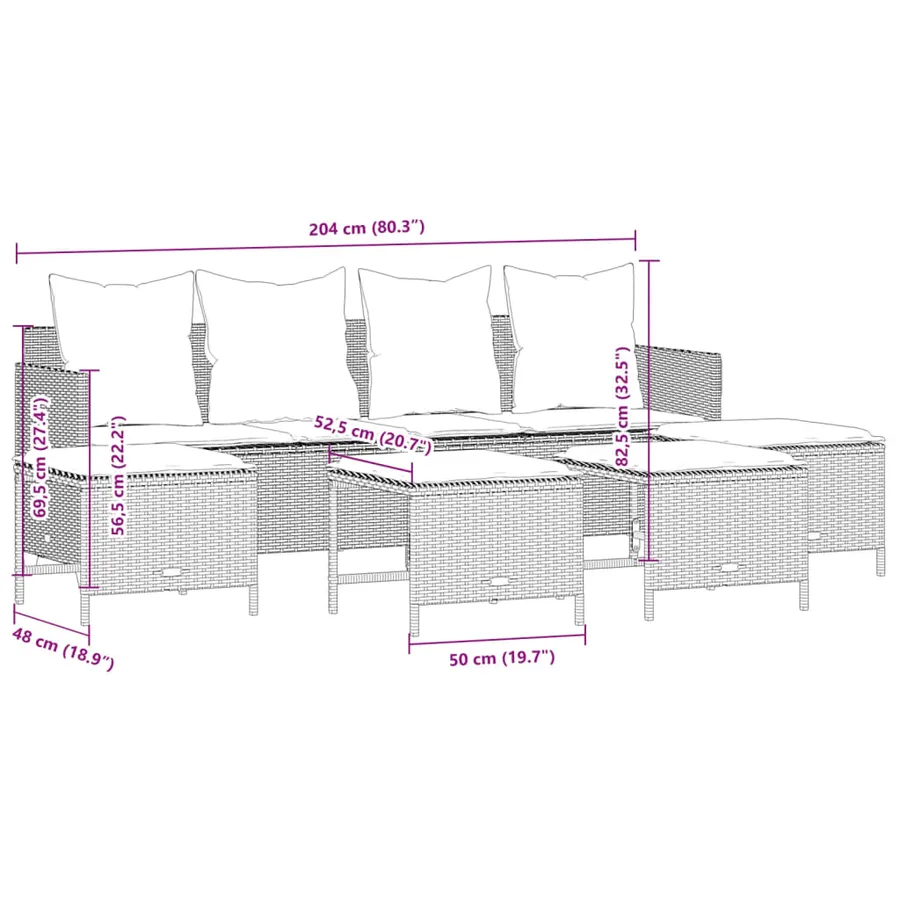 Salon de jardin avec coussins 5 pcs beige résine tressée - 7