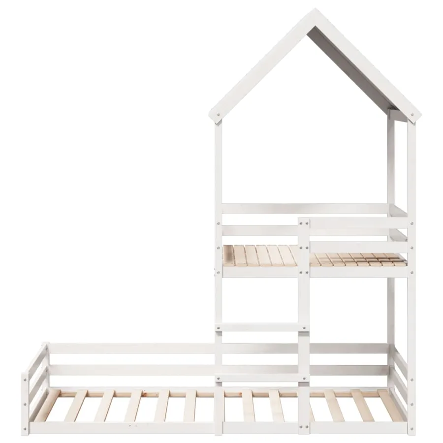 Lit superposé sans matelas blanc 90x200 cm bois de pin massif - 4