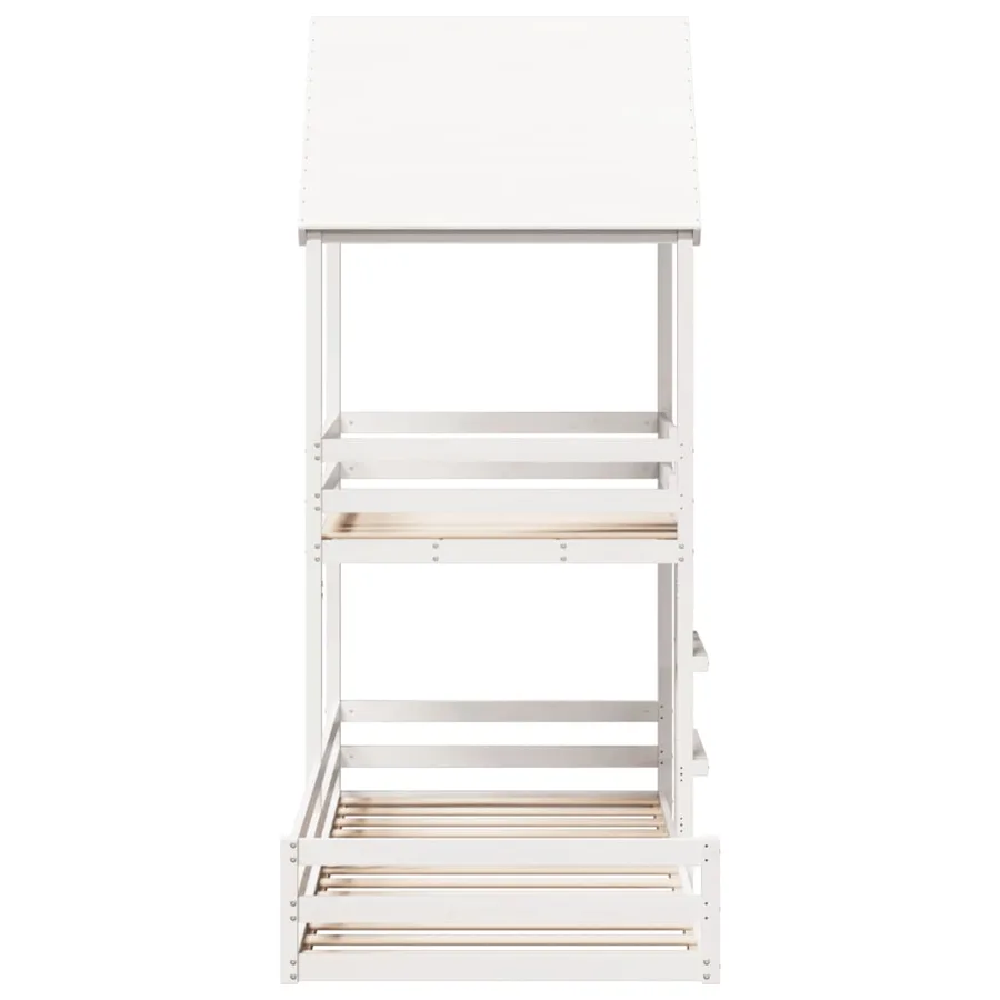 Lit superposé sans matelas blanc 90x200 cm bois de pin massif - 5