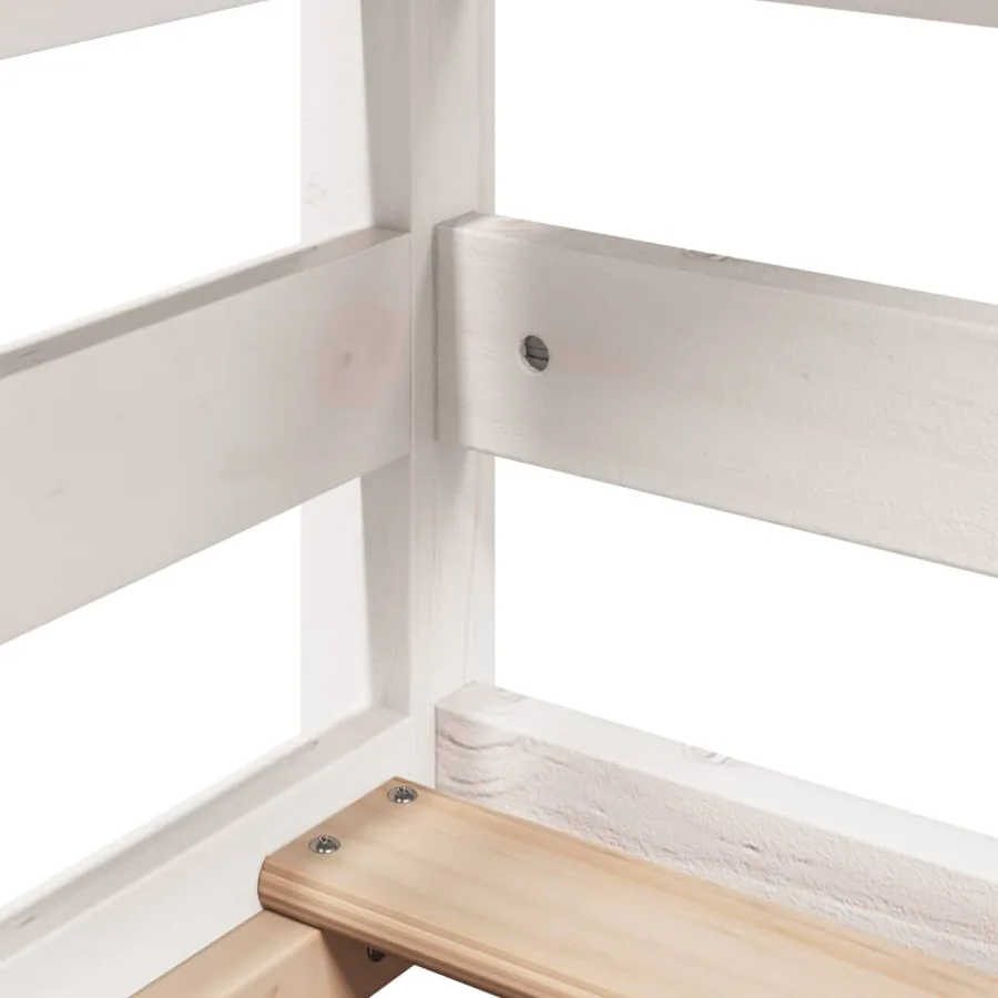 Lit superposé sans matelas blanc 90x200 cm bois de pin massif - 7