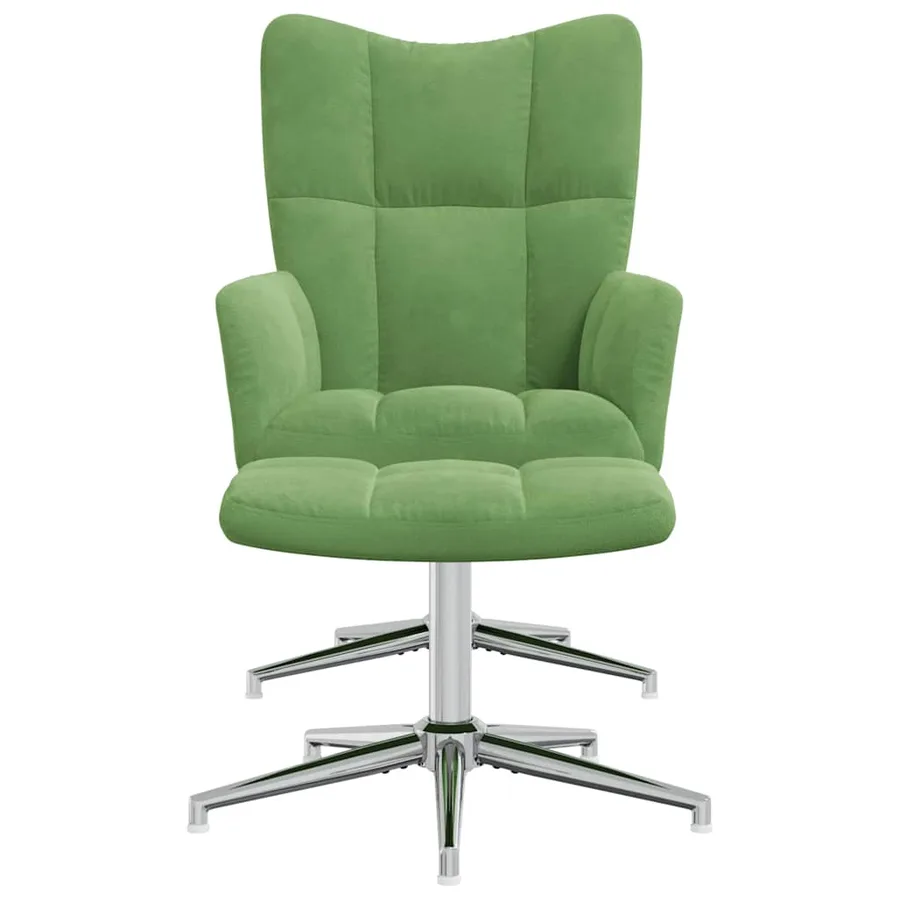 Chaise de relaxation avec tabouret Vert clair Velours - 3