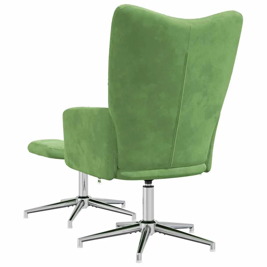 Chaise de relaxation avec tabouret Vert clair Velours - 5