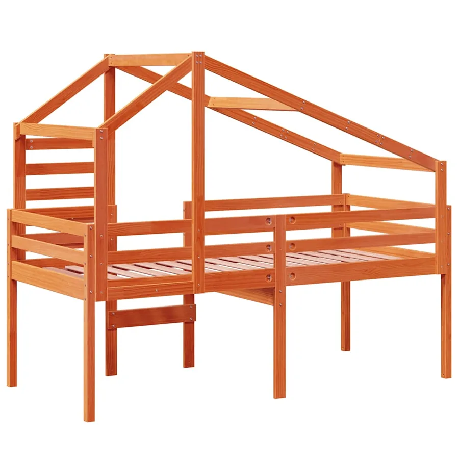 Lit haut sans matelas cire marron 75x190 cm bois de pin massif - 6