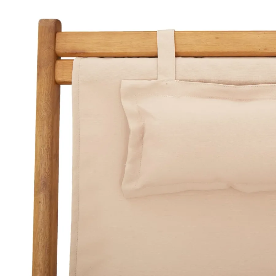 Chaises de plage pliantes lot de 2 beige tissu et bois massif - 10