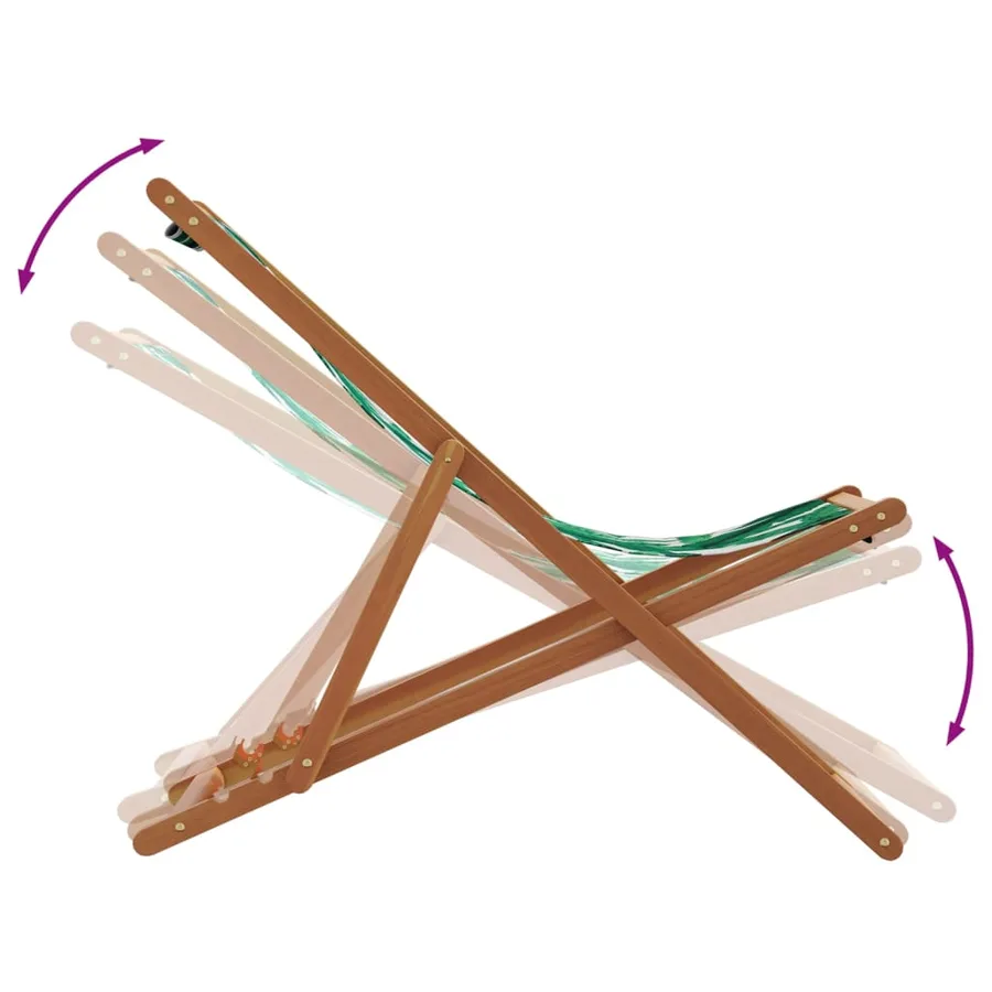 Chaises de plage pliantes lot de 2 tissu et bois massif - 8