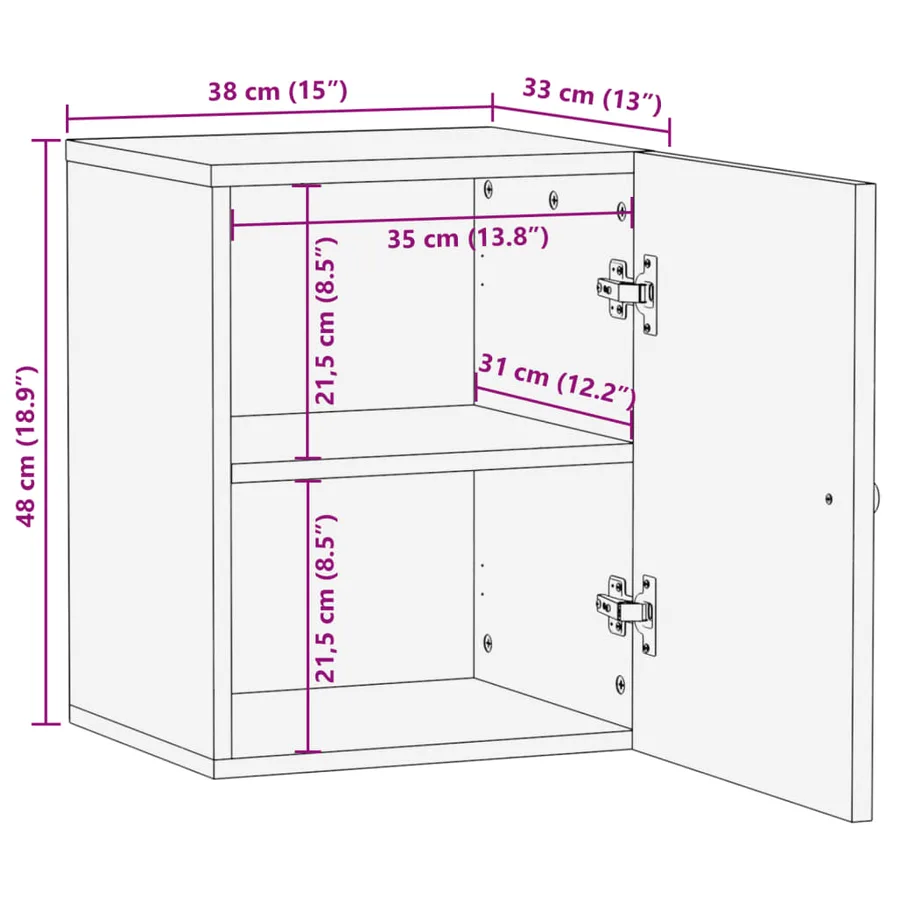 Armoire de salle de bain murale 38x33x48cm bois massif manguier - 11