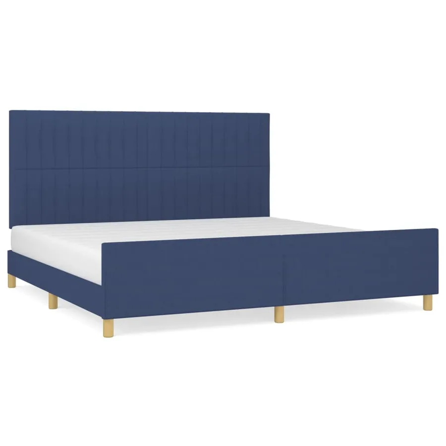 Cadre de lit sans matelas bleu 200x200 cm tissu - 2