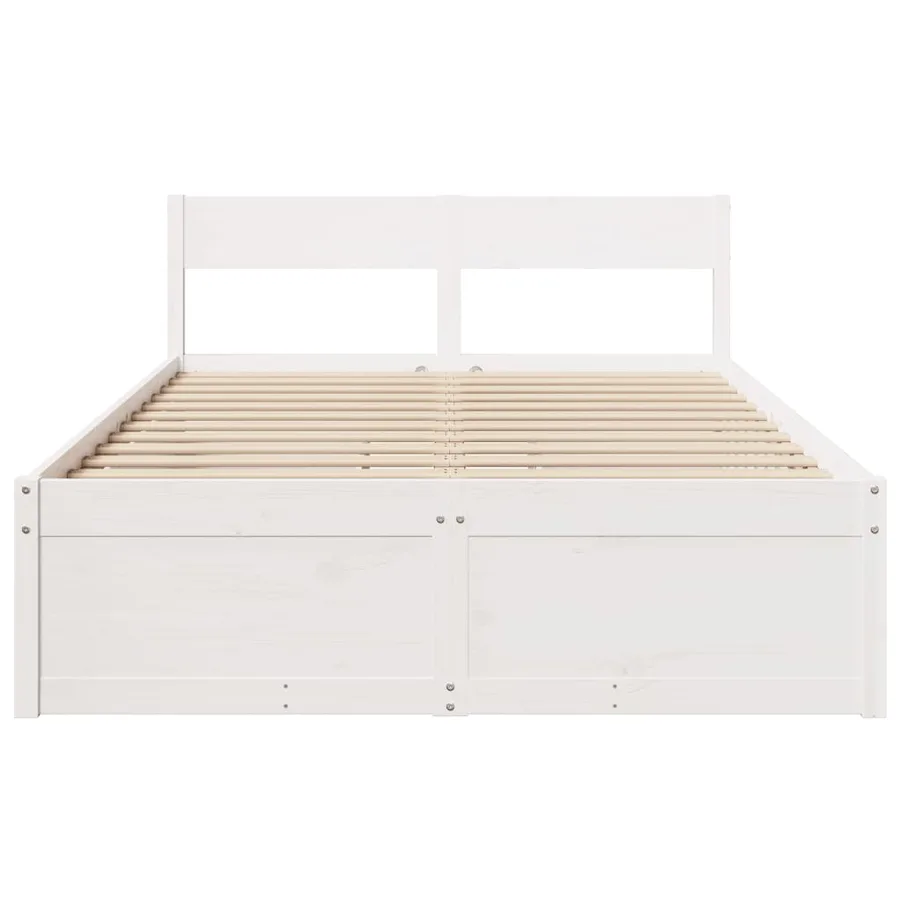Cadre de lit sans matelas blanc 135x190 cm bois de pin massif - 4