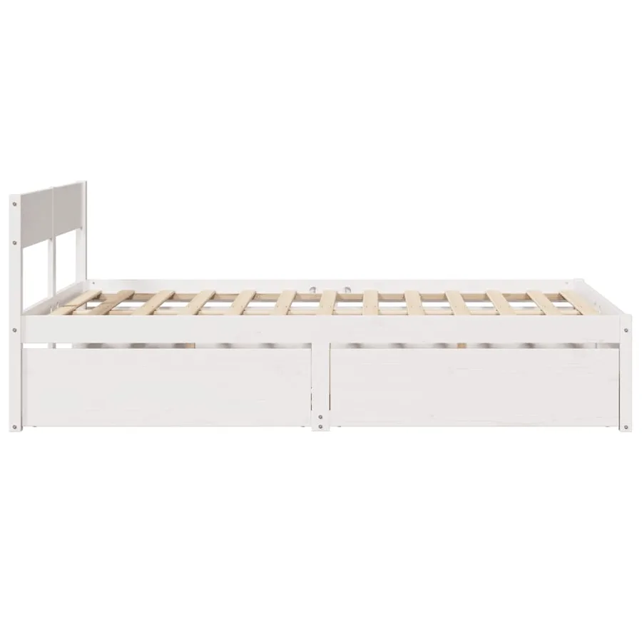 Cadre de lit sans matelas blanc 135x190 cm bois de pin massif - 5