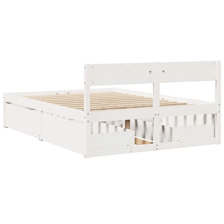 Cadre de lit sans matelas blanc 135x190 cm bois de pin massif - 6