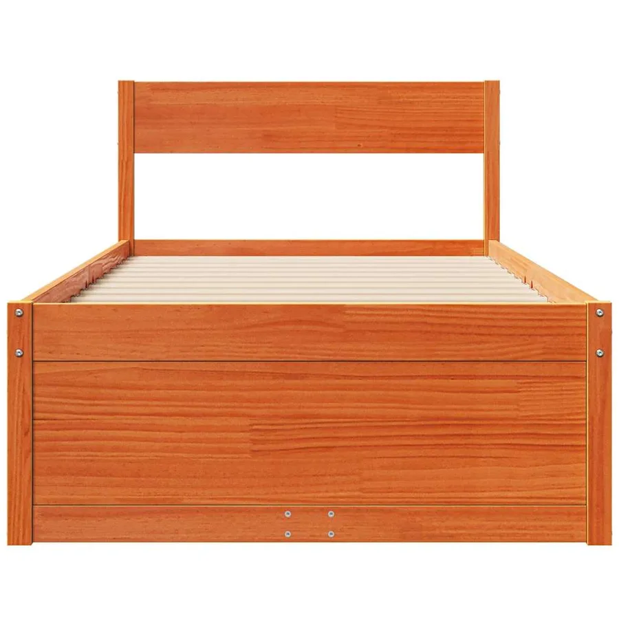 Cadre de lit sans matelas cire marron 75x190 cm bois pin massif - 4