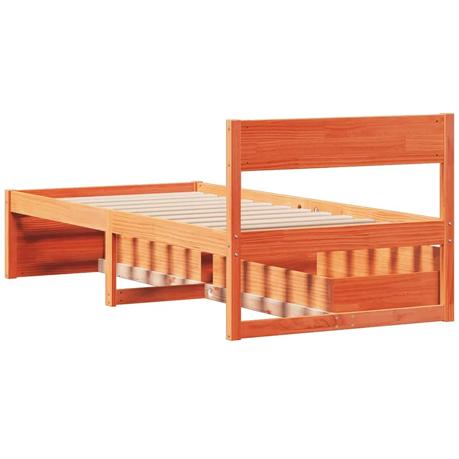 Cadre de lit sans matelas cire marron 75x190 cm bois pin massif - 6