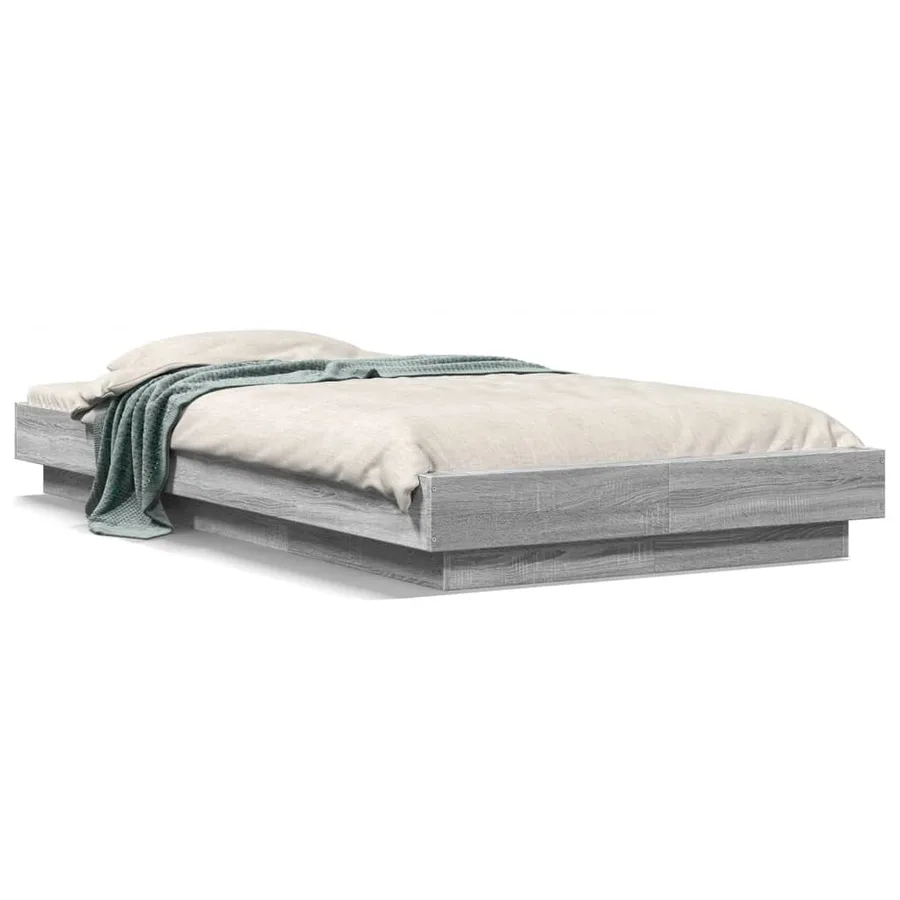 Cadre de lit et lumières LED sans matelas sonoma gris 90x200 cm - 2