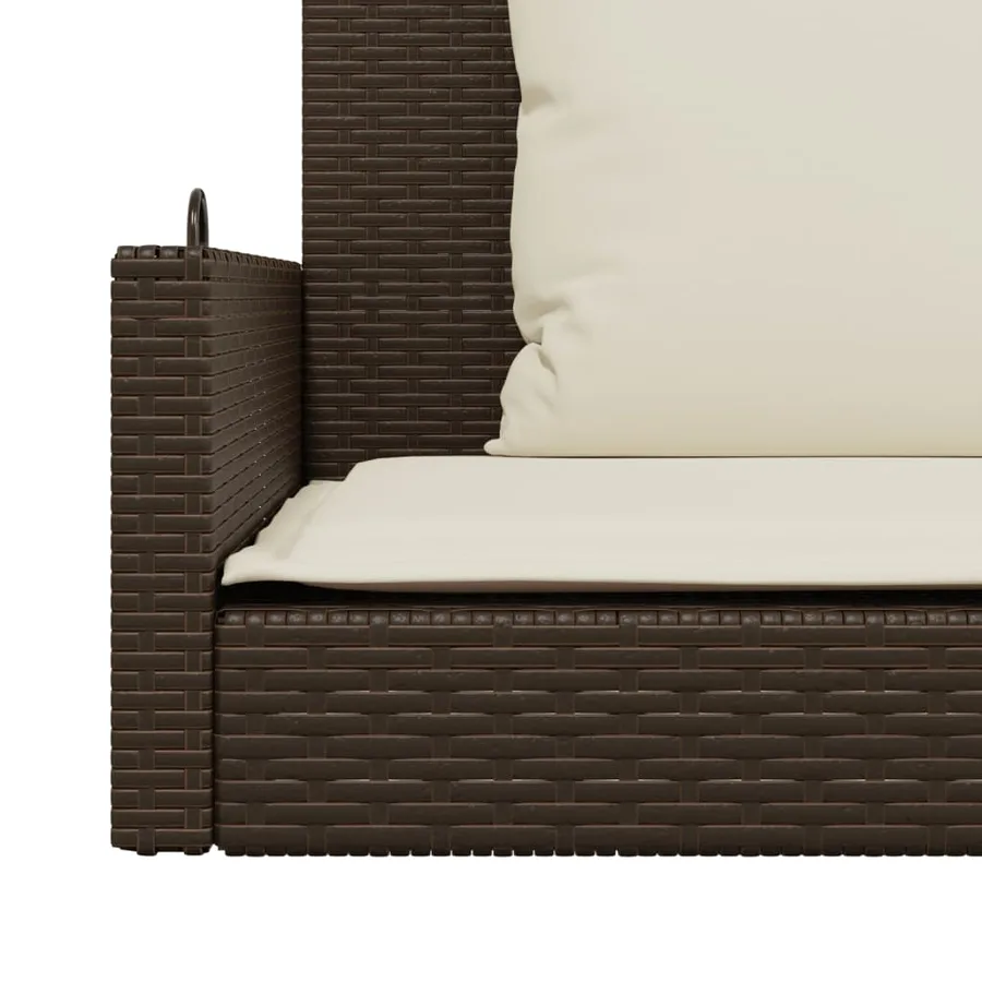 Balancelle avec coussins marron 119x56x48 cm résine tressée - 8
