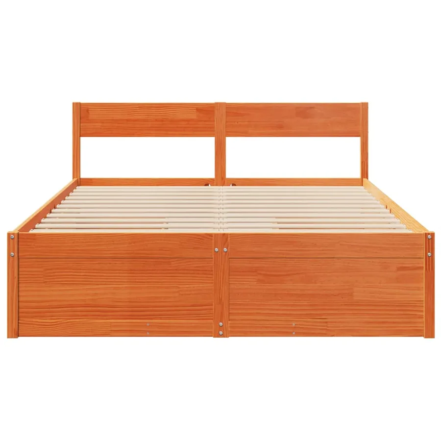 Cadre de lit sans matelas cire marron 150x200cm bois pin massif - 4