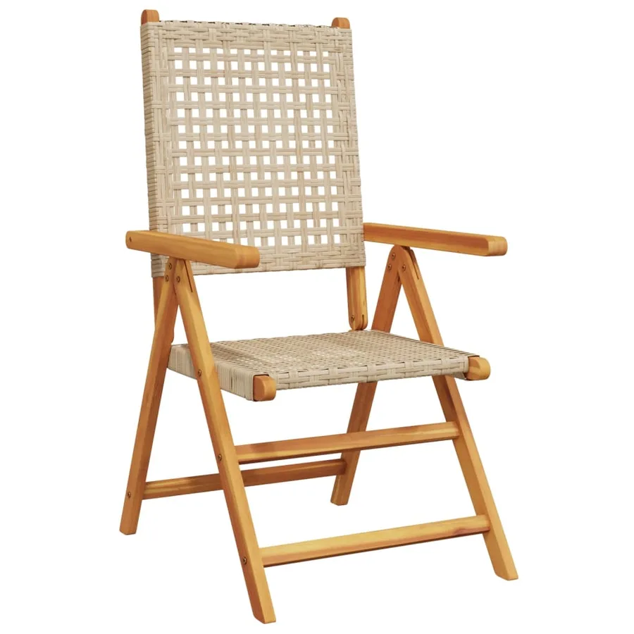 Chaises inclinables de jardin lot de 8 beige rotin bois massif - 3