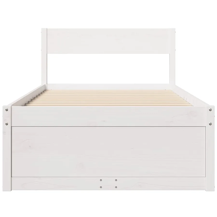 Cadre de lit sans matelas blanc 100x200 cm bois de pin massif - 4