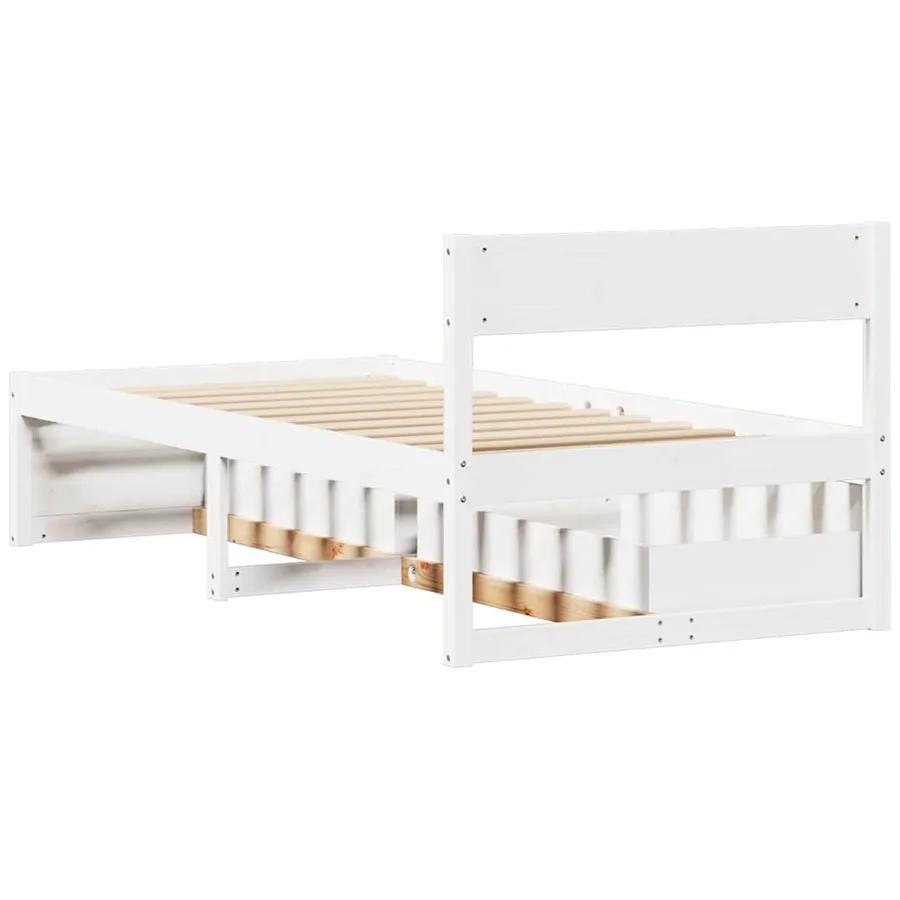 Cadre de lit sans matelas blanc 100x200 cm bois de pin massif - 6