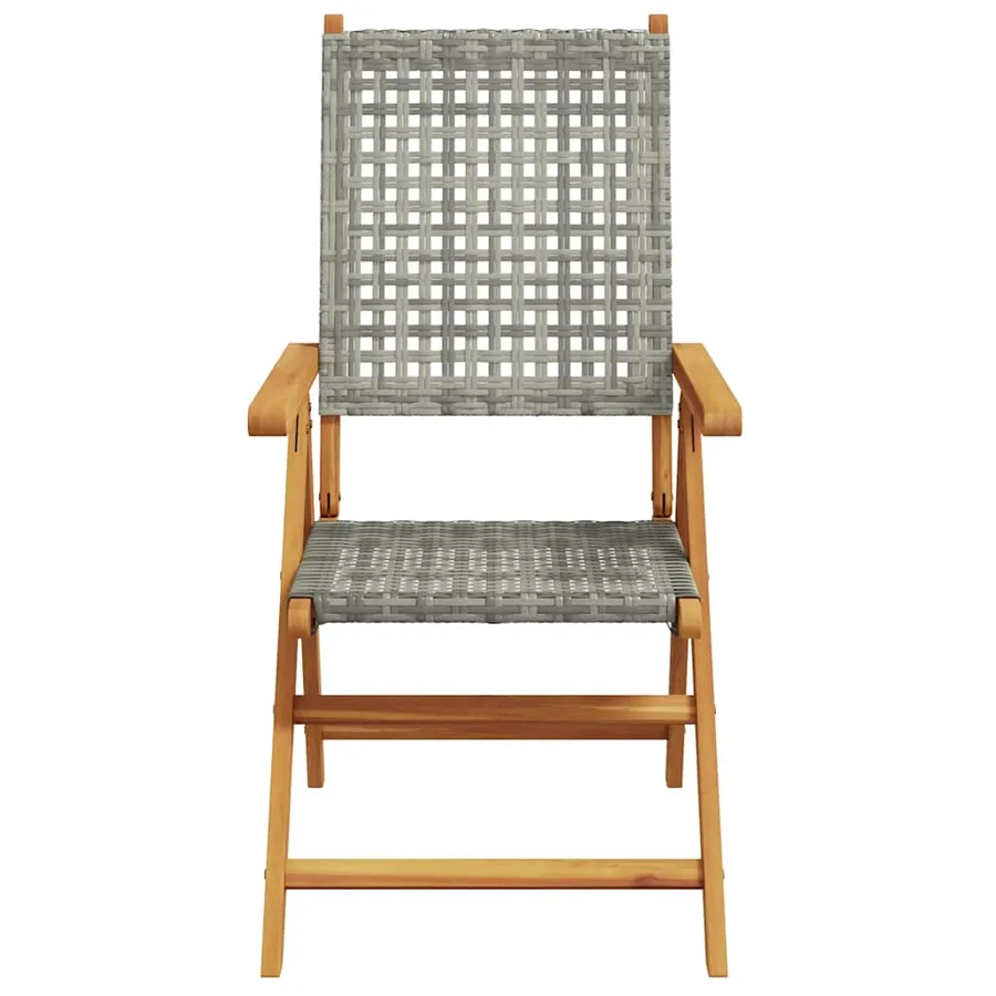 Ensemble à manger de jardin 7 pcs gris rotin et bois massif - 4