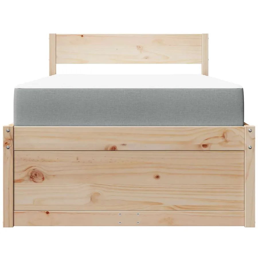 Lit avec tiroirs et matelas 90x200 cm bois massif de pin - 4