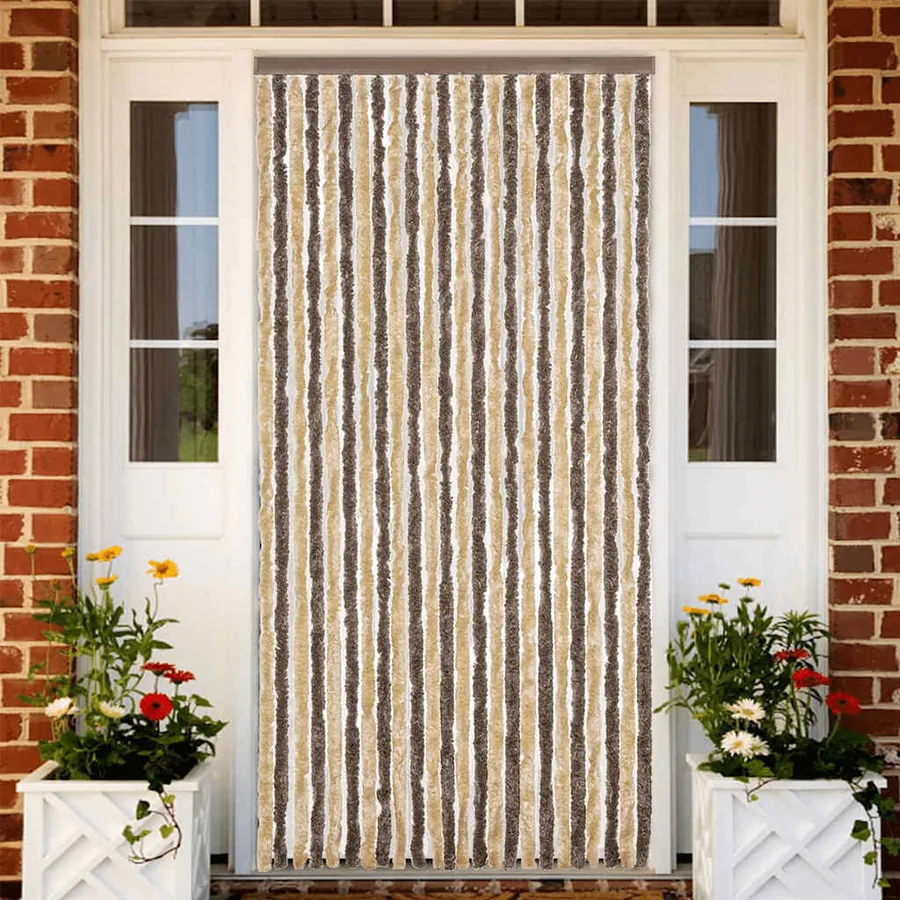 Rideau anti-mouches marron foncé et beige 100x220 cm chenille