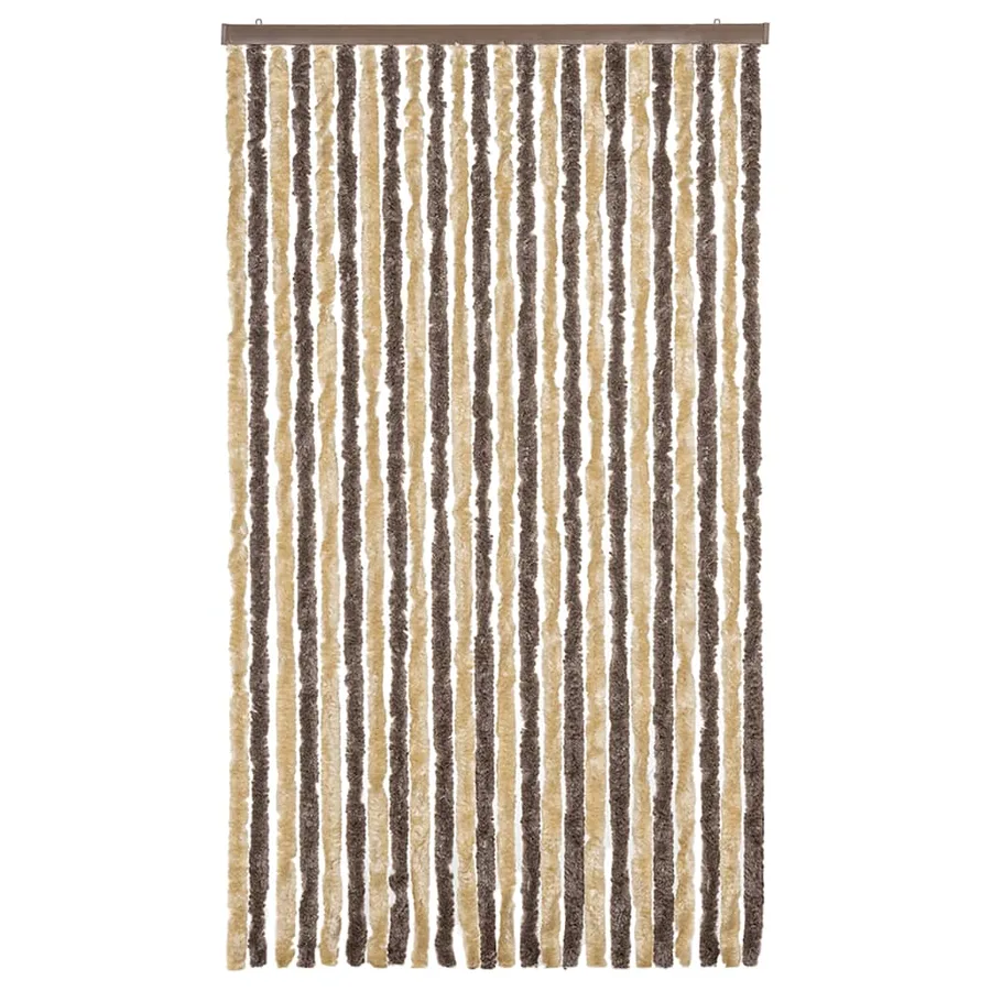 Rideau anti-mouches marron foncé et beige 100x220 cm chenille - 3