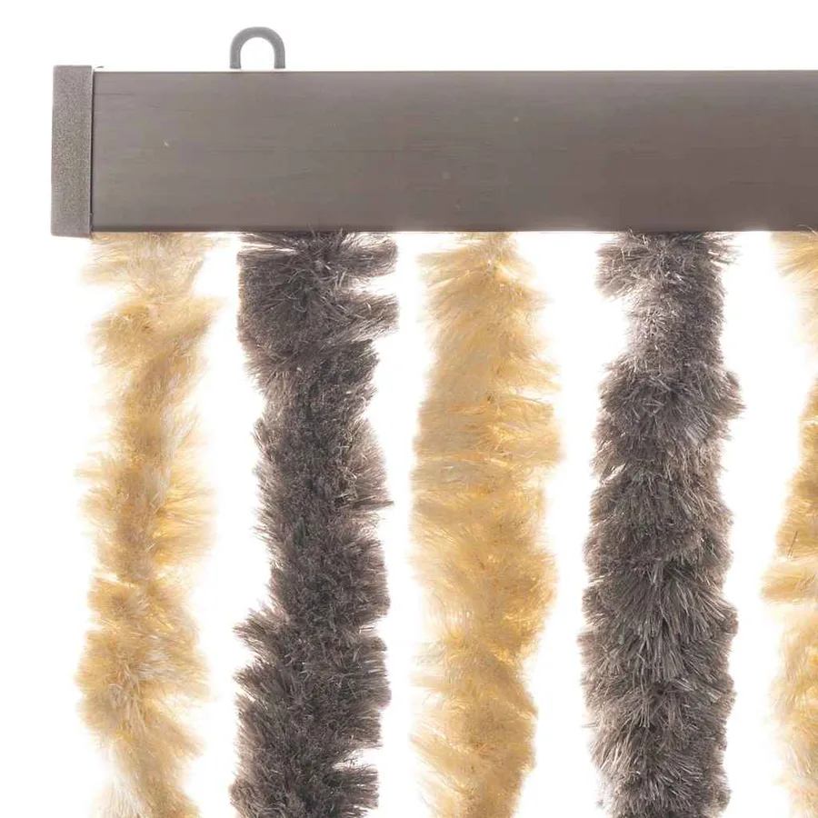 Rideau anti-mouches marron foncé et beige 100x220 cm chenille - 4