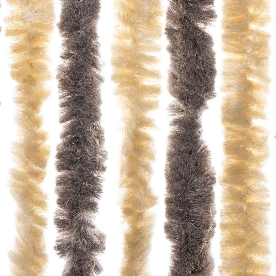 Rideau anti-mouches marron foncé et beige 100x220 cm chenille - 5