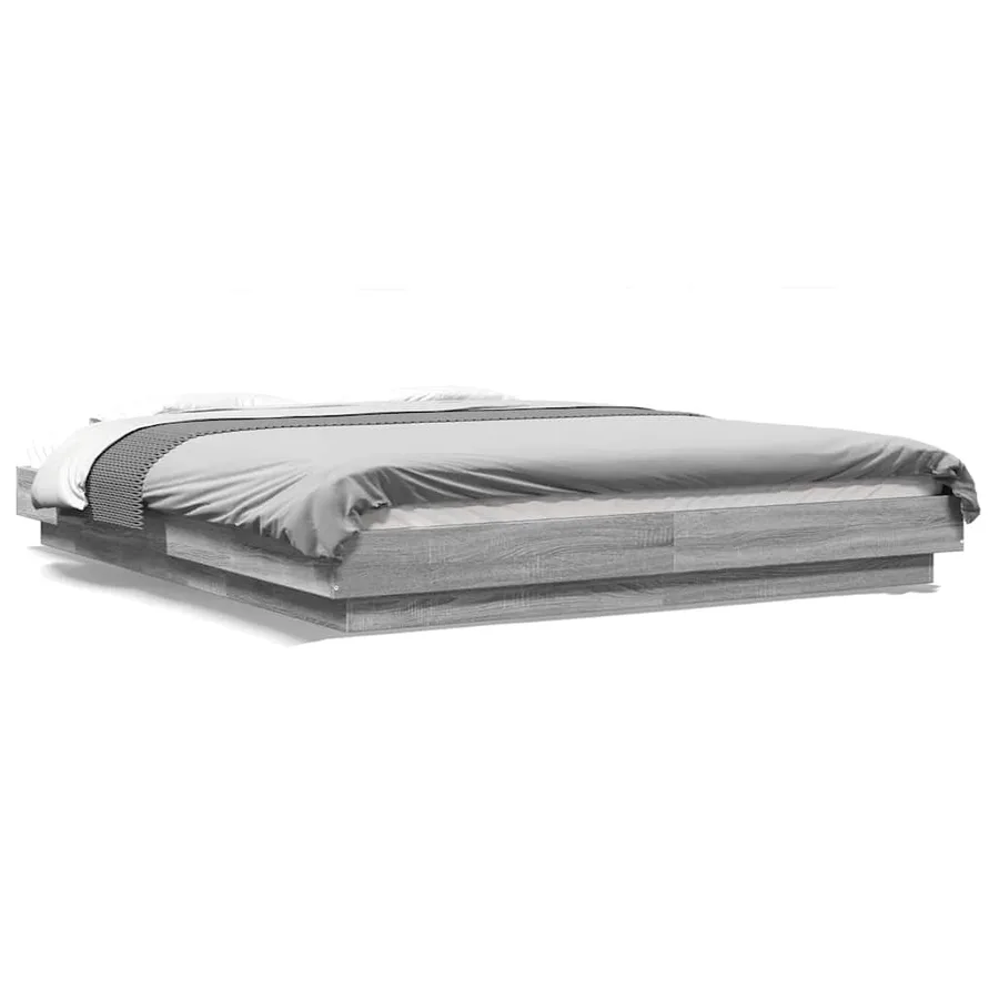 Cadre de lit et lumières LED sans matelas sonoma gris 160x200cm - 2