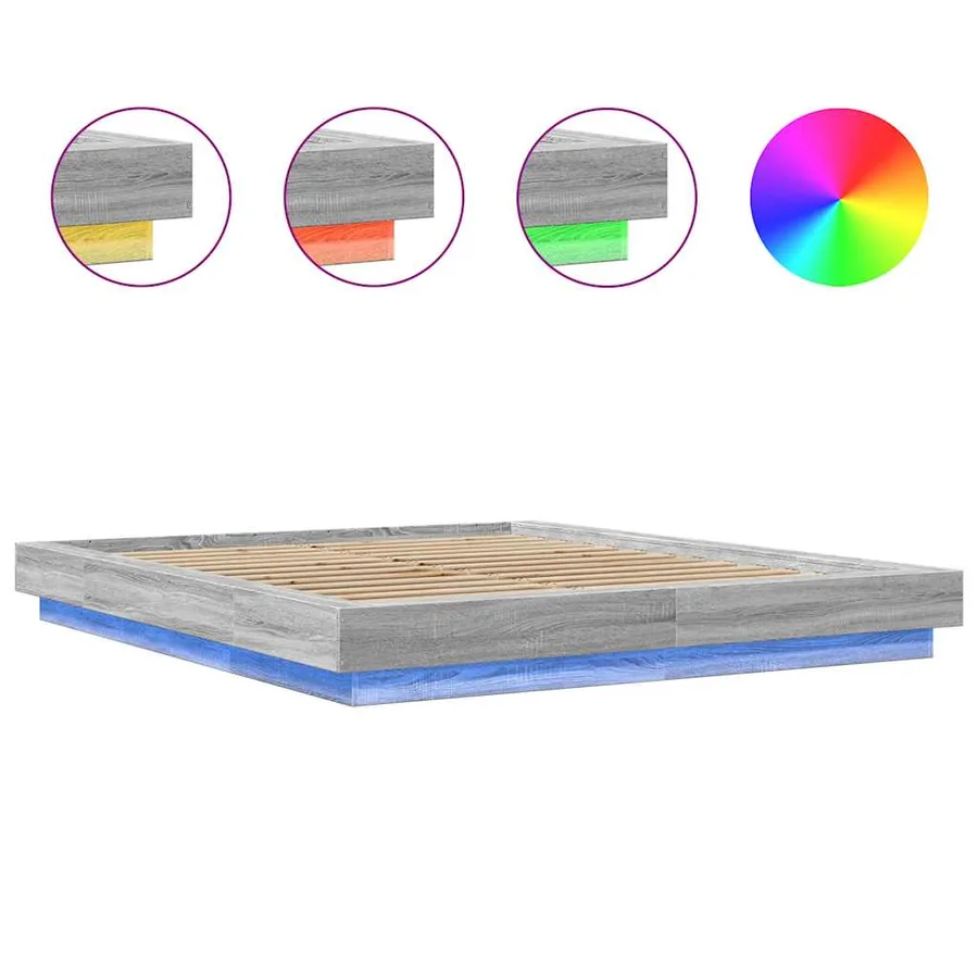 Cadre de lit et lumières LED sans matelas sonoma gris 160x200cm - 8