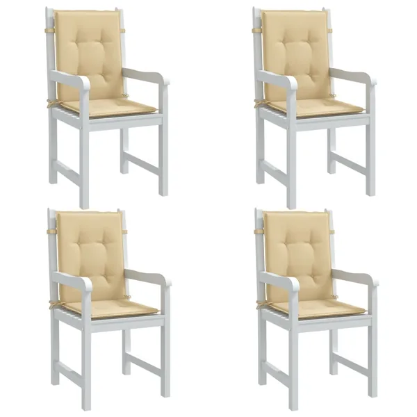 Coussins de chaise à dossier bas lot de 4 beige mélangé tissu