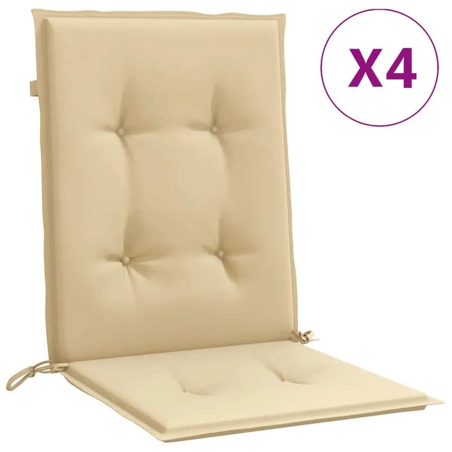 Coussins de chaise à dossier bas lot de 4 beige mélangé tissu - 2