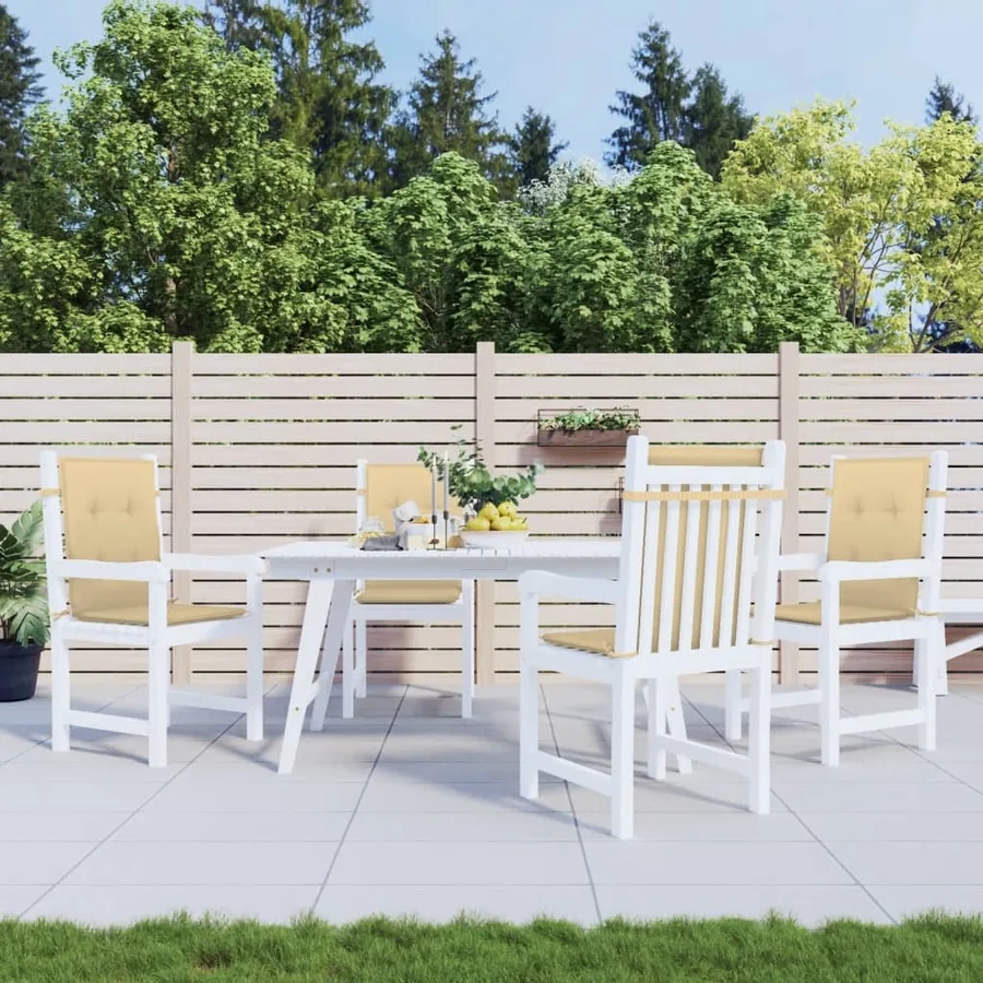 Coussins de chaise à dossier bas lot de 4 beige mélangé tissu - 3