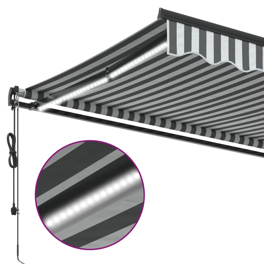 Auvent rétractable automatique avec LED anthracite et blanc - 7