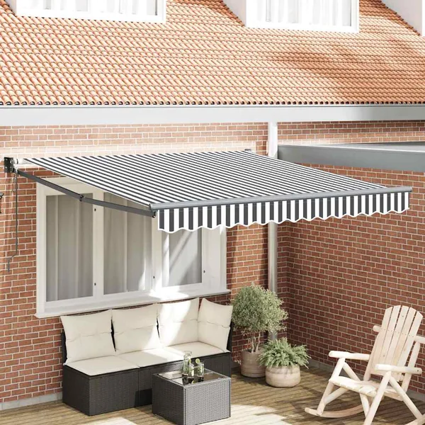 Auvent rétractable anthracite/blanc 3x2,5 m tissu et aluminium