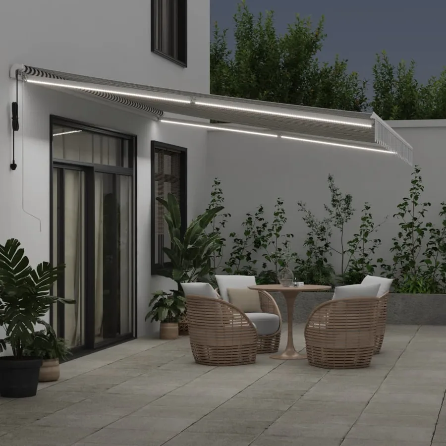 Auvent rétractable automatique avec LED anthracite et blanc - 3