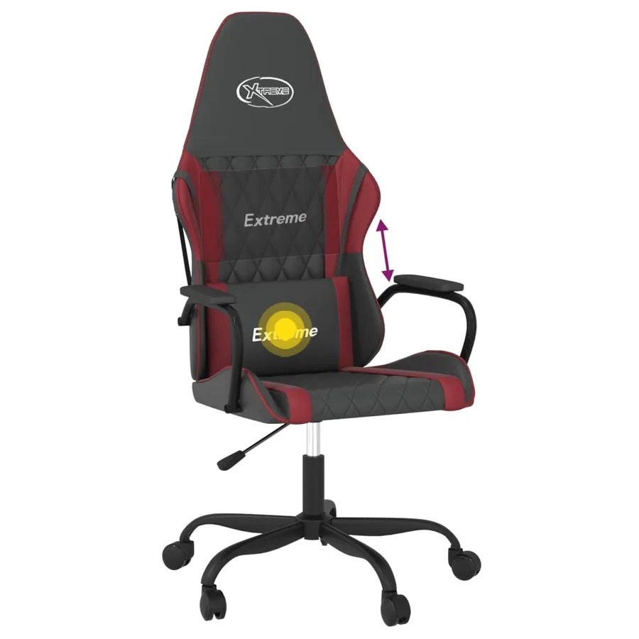 Chaise de jeu de massage Noir et rouge bordeaux Similicuir - 7