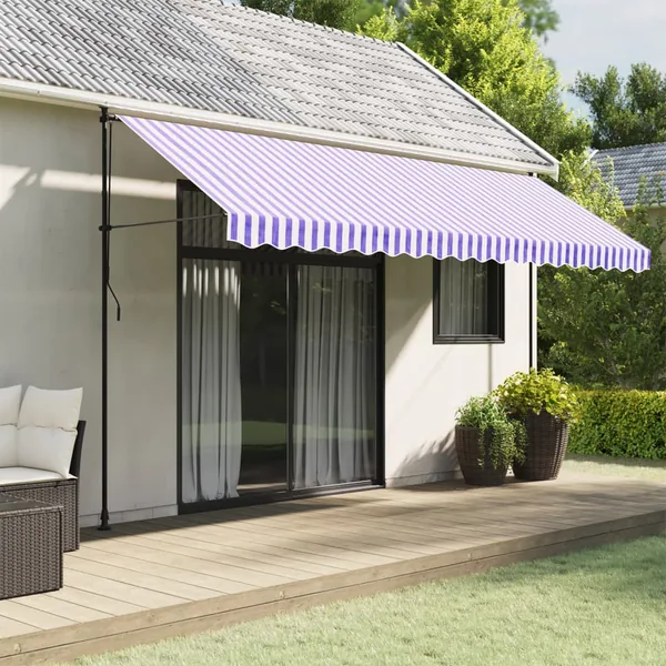 Tissu de remplacement de cantonnière d’auvent rayure bleu blanc