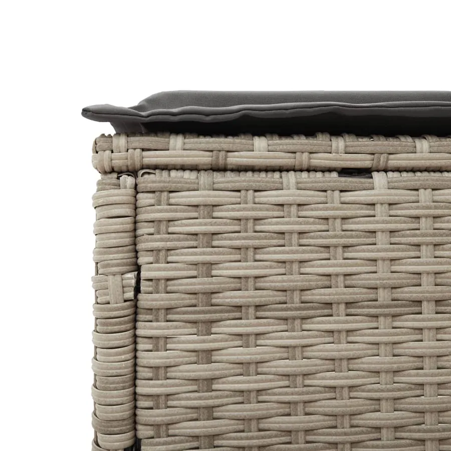 Chaise longue avec coussin gris clair résine tressée - 9