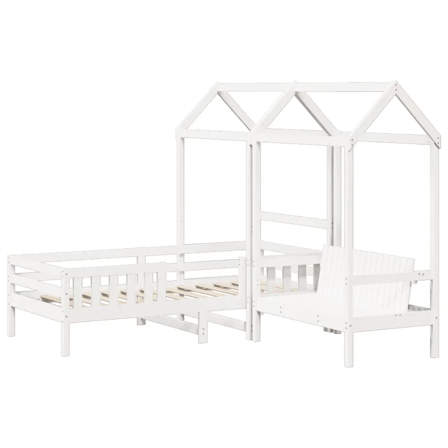 Ensemble de lit et de banc avec toit sans matelas 75x190 cm - 3