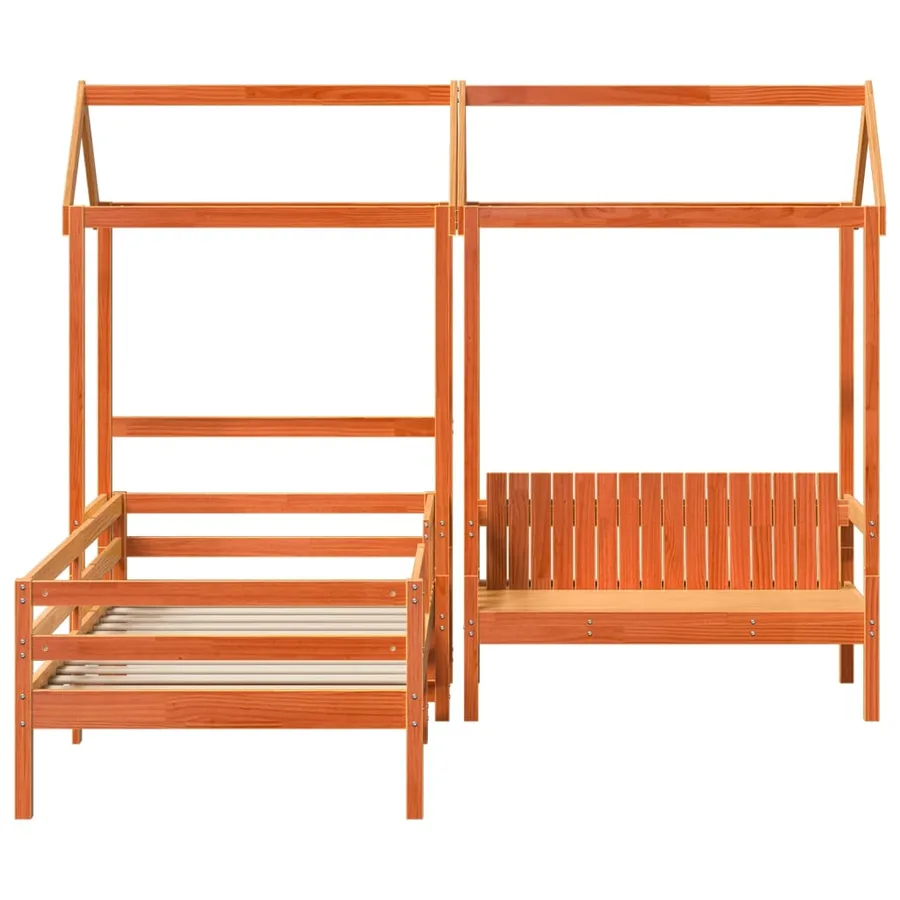 Ensemble de lit et de banc avec toit sans matelas 100x200 cm - 7