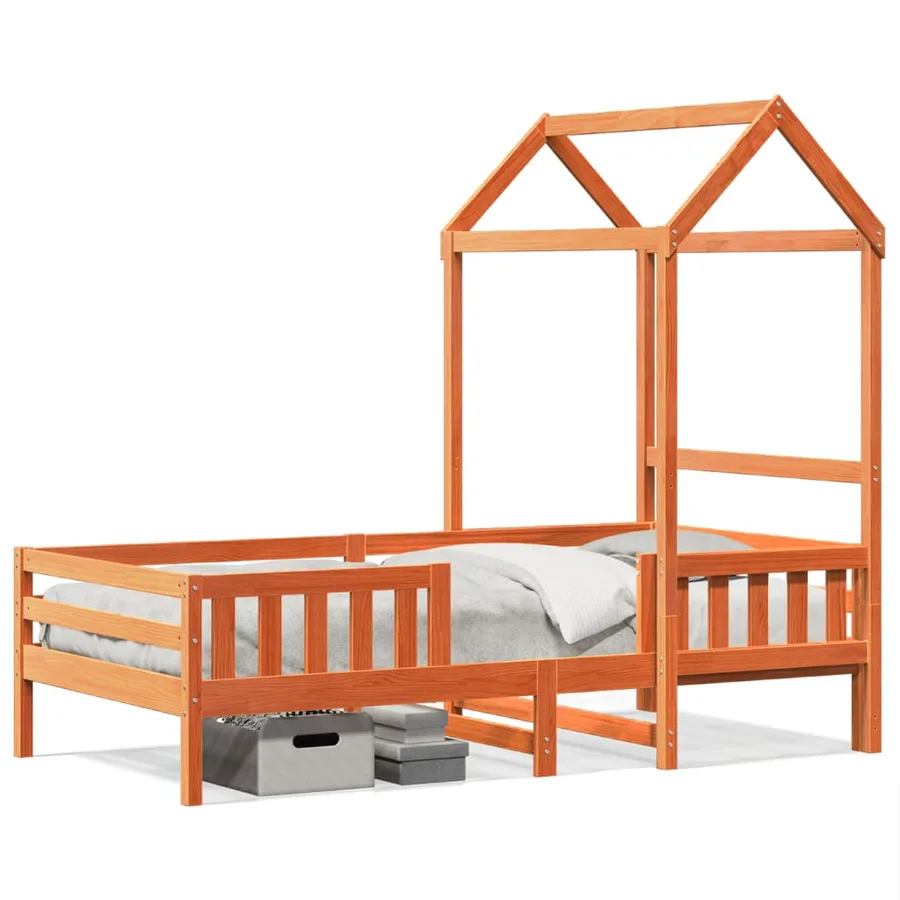 Cadre de lit avec toit sans matelas cire marron 90x190 cm - 2