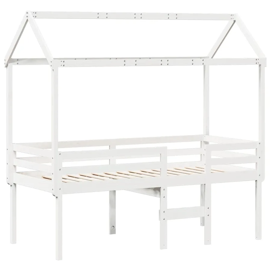Lit haut sans matelas blanc 90x200 cm bois de pin massif - 3