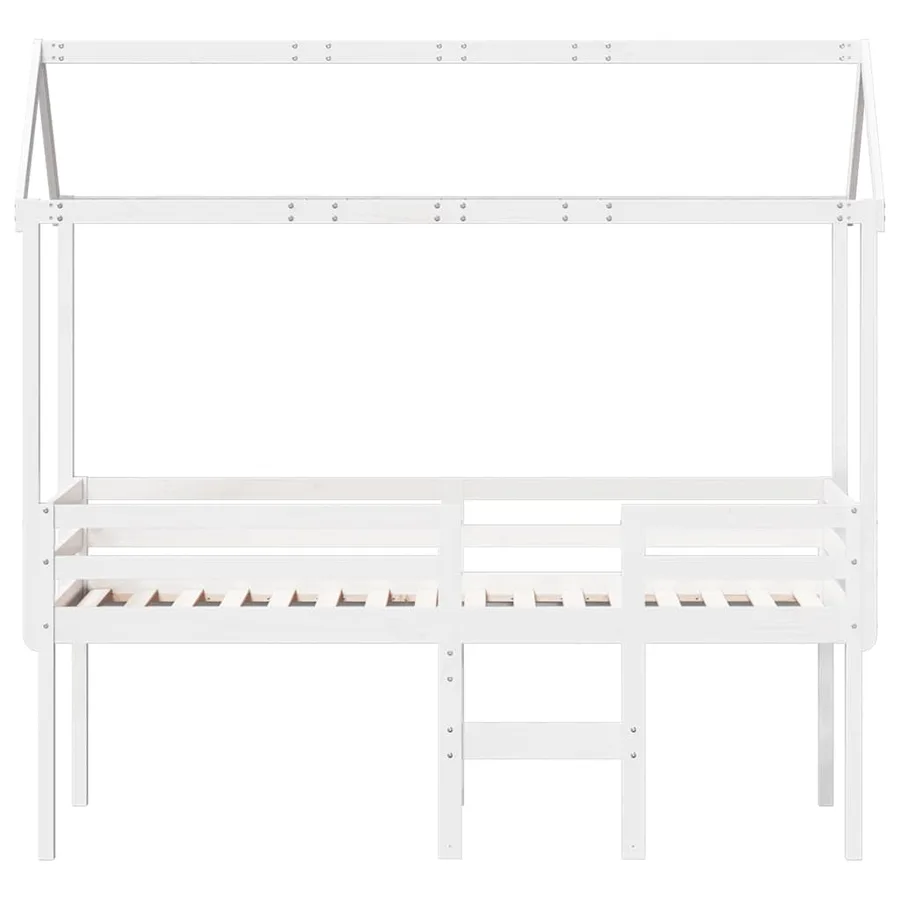 Lit haut sans matelas blanc 90x200 cm bois de pin massif - 4